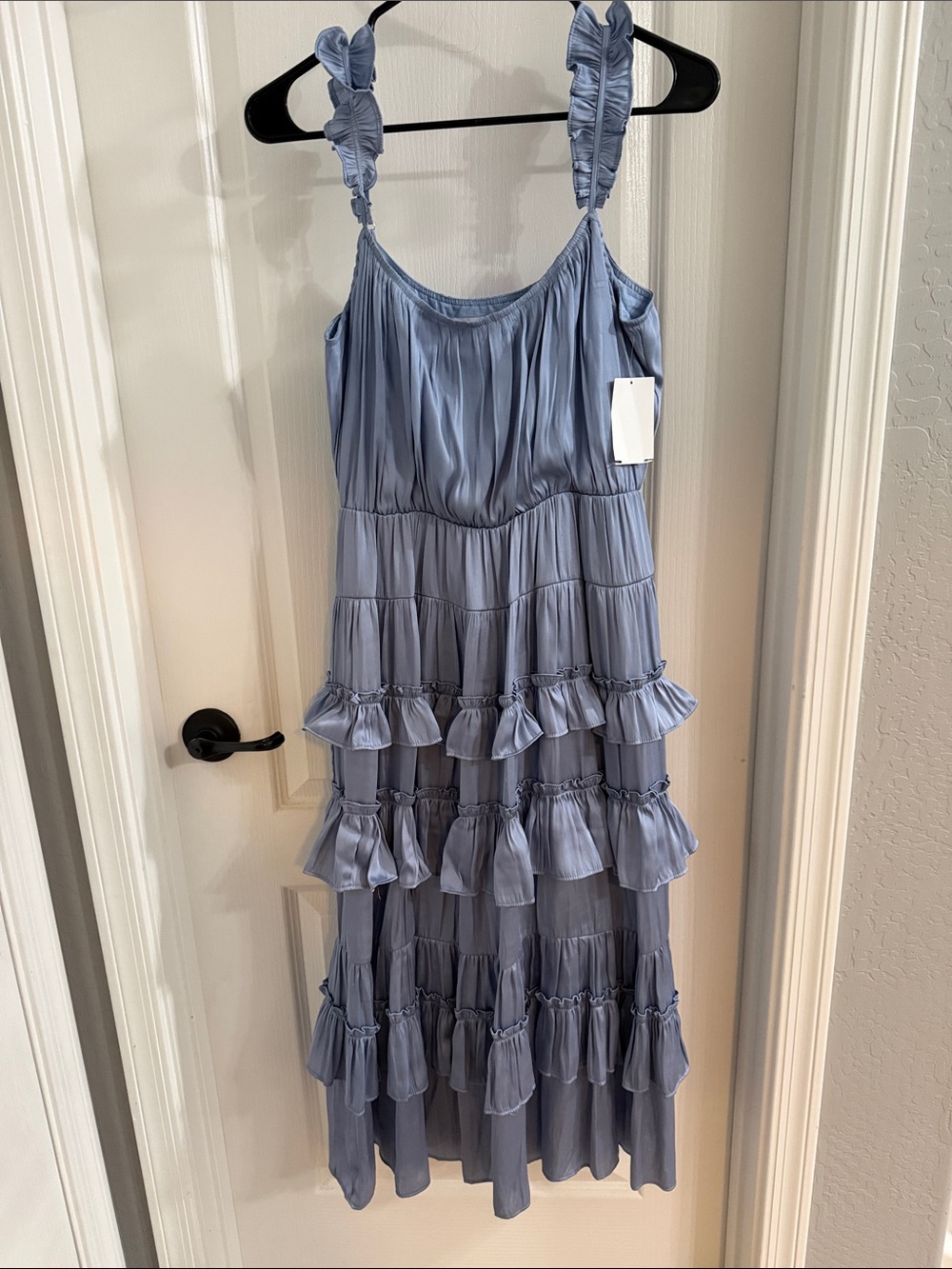 Astr Dusty Blue Ruffled Tiered Dress for Women